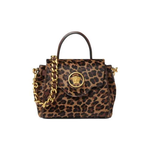 VERSACE La Medusa Корова Шерсть Плечо Сумка через плечо Сумка Маленькая Женская Леопардовый Принт Коричневый