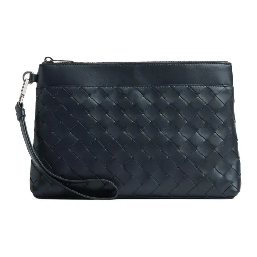 Bottega Veneta Intrecciato Коровья кожа Клатч Стандартный Мужской Темный оттенок Серый