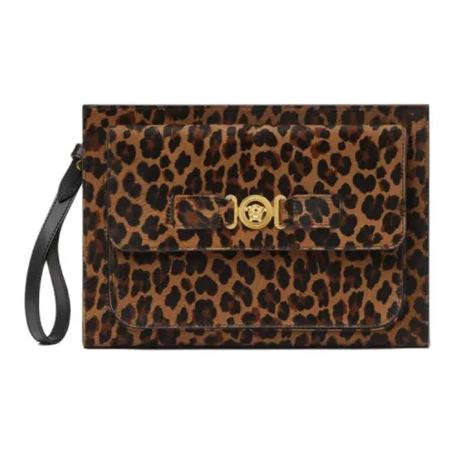 VERSACE Клатч из коровьей шерсти большой мужской с животными цвет