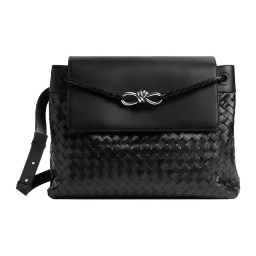 Bottega Veneta Andiamo Series Телячья кожа Курьерская сумка Сумка через плечо Большая Мужская Черная