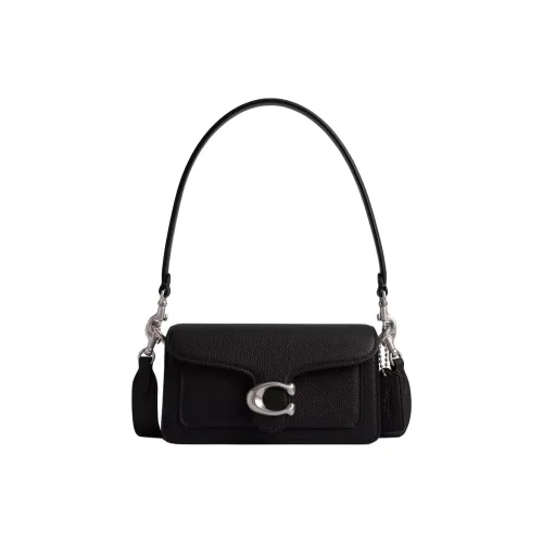 COACH Tabby Полированная кожа с галькой портативная сумка через плечо маленькая женская черная