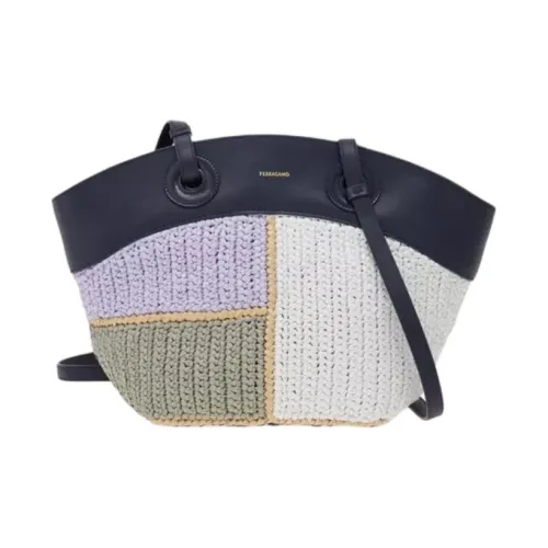 FERRAGAMO Raffia Tote Bag Shopping Bag Shoulder Bag Medium Women's Multicolor