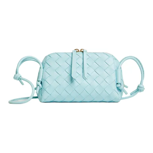 Bottega Veneta Sheepskin Crossbody One Shoulder Clutch Women's Sky Blue