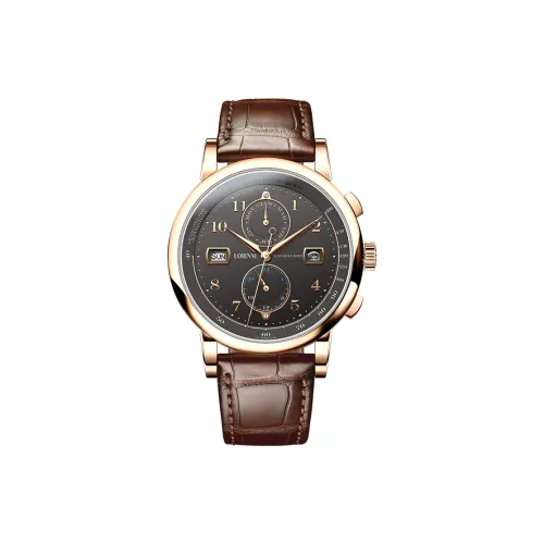 LOBINNI L Мужские часы Автоматический механический механизм Коровья кожа Ремень Часы Мужские Черный циферблат