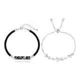 Браслет с искрящимся ромбом и бабочкой для пары