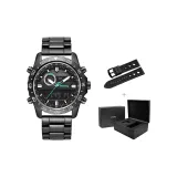 Чёрный стальной корпус - стальной браслет