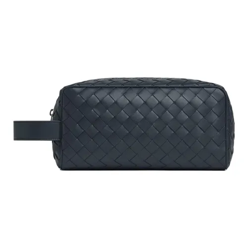 Bottega Veneta Клатч и дорожная сумка из коровьей кожи мужской темно-синий с оливково-зеленым акцентом