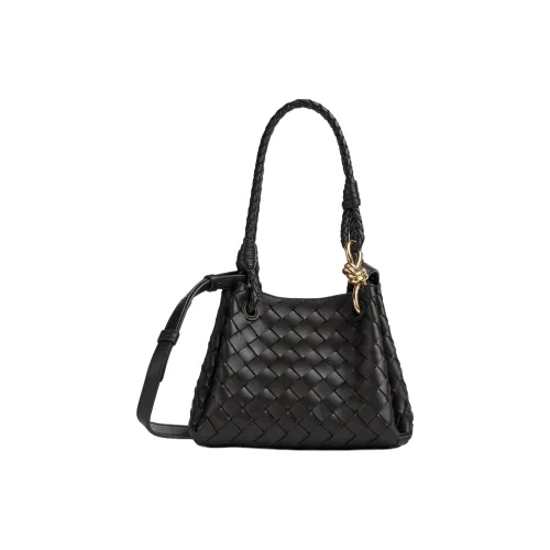 Bottega Veneta Intrecciato Ткань Вязаная Кожа Сумка через плечо Маленькая Женская Черная