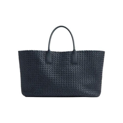 Bottega Veneta Lambskin Tote Bag Shopping Bag Large Men's Dark Blue