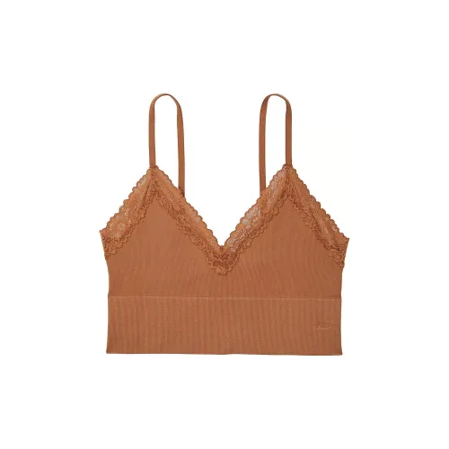 Victoria's Secret Розовый Bralette Топы Бесшовный Rib Longline Lette Бюстгальтер Женские Карамель