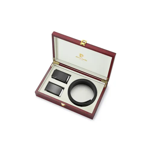 PIERRE CARDIN Ремни из крупнозернистой текстуры коровьей кожи мужской черный 3,45 см