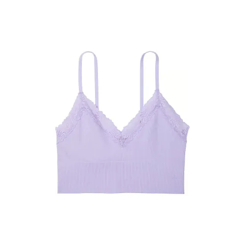 Victoria's Secret Розовый Bralette Топы Бесшовный Ребро Без подкладки Longline Lette PB Бюстгальтер Женские Фиолетовый Облако