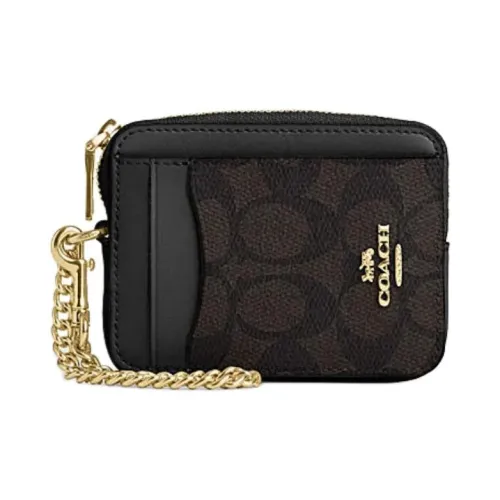 COACH Card Case из искусственной кожи с переработанной кожей держатель для карт женский цвет ореховый и черный