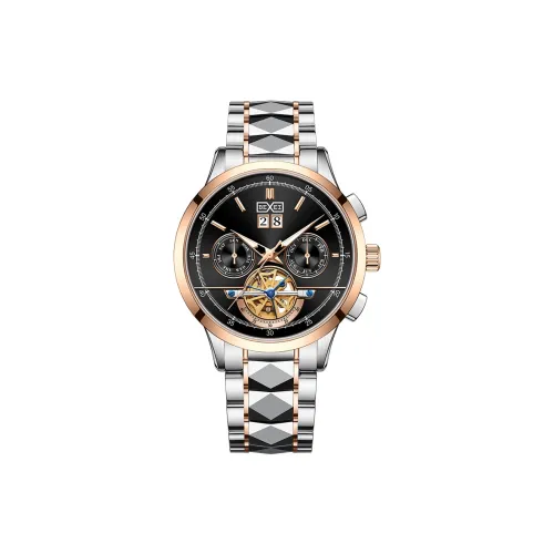 BEXEI Повседневные часы Автоматические механические часы Нержавеющий стальной ремешок Часы Мужские часы Черный циферблат