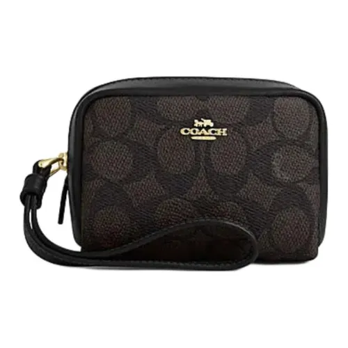 COACH Искусственная кожа с переработанной кожей сумка-клатч для запястья женский цвет ореховый и черный