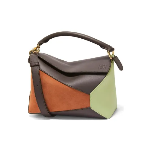 LOEWE Пазл Коровья кожа с замшей сумка через плечо маленькая сумка через плечо женская шоколадный и коричневый