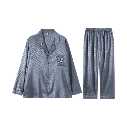 Qiao Ni Tong Пижамный комплект Мужской Стальной синий