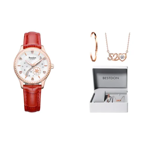 Bestdon Механические часы с натуральной кожей ремень женские часы белый циферблат