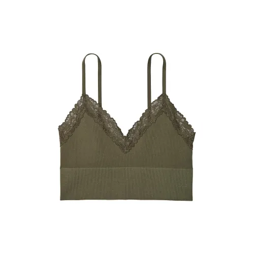 Victoria's Secret Розовый Bralette Топы Бесшовный Ребро Без подкладки Longline Lette CNO Бюстгальтер Женский Оливковый