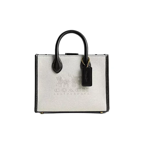 COACH Ace Холст Утончённая Кожа Сумка через плечо Сумка Маленькая Женская Белая и Чёрная