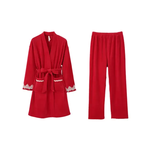 Aannsfam Pajama Комплект Женские Базовые Красный