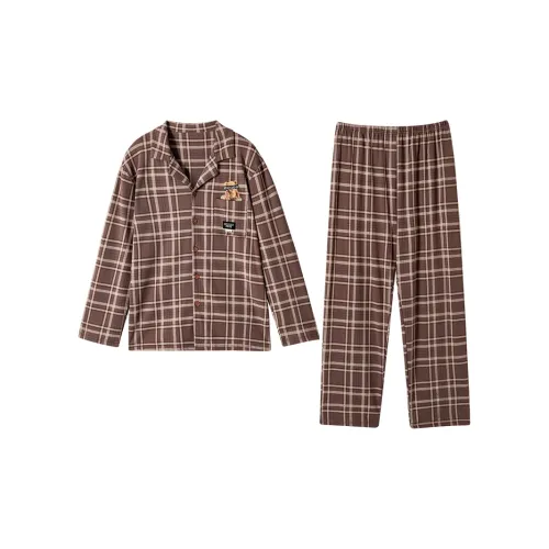 ROUKEER Пижамный комплект Мужской Темно-коричневый