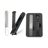 Черный железный набор с коробкой, пудра, стальные кусачки для ногтей + круглая головка стекло-гладилка [подарочная коробка комплект]