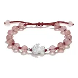 Кварц клубничный-розовый, браслет с бусинами Glutenous Guardian