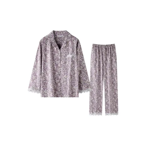 MEITENG Пижамный комплект Весенний и Осенний Женский Светло-фиолетовый