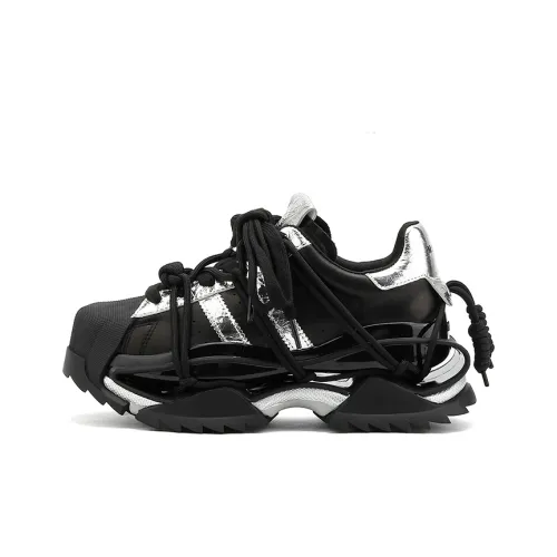 M88M Амортизаторы Shock Slip-resistant Abrasion-resistant Низкий топ Толстая подошва Кроссовки Unisex Черный Серебряный