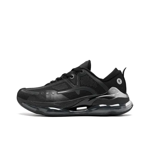 QIAODAN Амортизаторы Slip-resistant Низкий топ Повседневные Беговые кроссовки Мужские Черный Серебряный