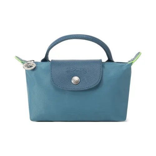 LONGCHAMP Le Pliage Green Переработанный Холст Пельмени Косметичка Сумка Мини Женская Павлин Синий