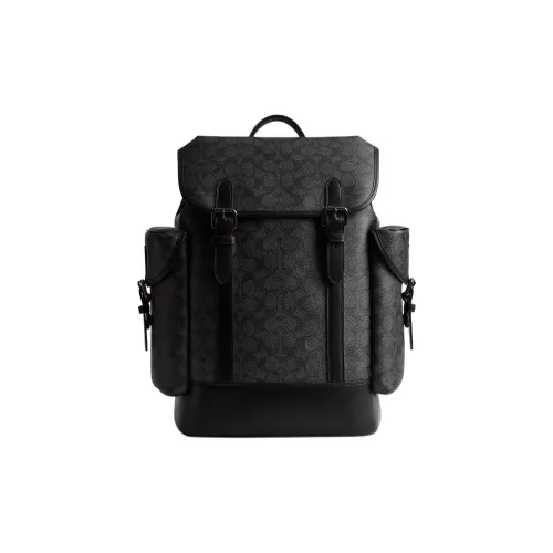 COACH Hitch Покрытый холст с утонченной телячьей кожей большой рюкзак мужской цвет угольный