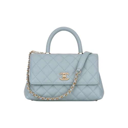 CHANEL Рельефная Телячья Кожа Сумка через плечо Сумка Маленькая Женская Светло-Синий