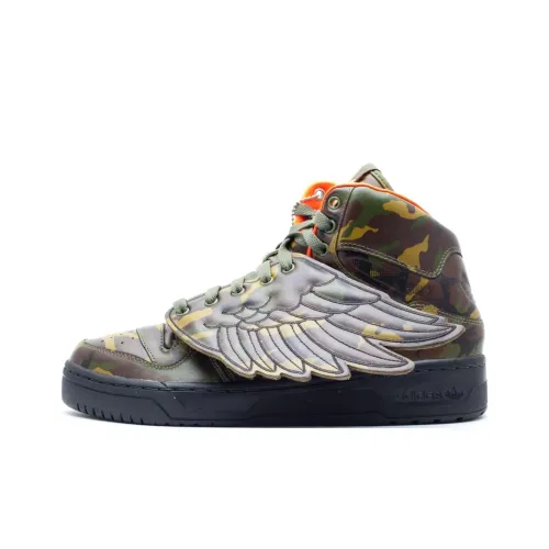 Adidas Originals JS Wings Slip-resistant Abrasion-resistant MID Топ Скейтборд Кроссовки Унисекс Армейский зеленый