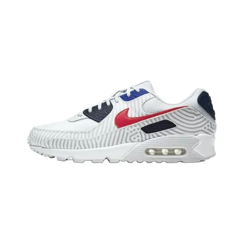 Nike Air Max 90 Low Топ Kids Lifestyle Shoes Белый синий красный Подростки
