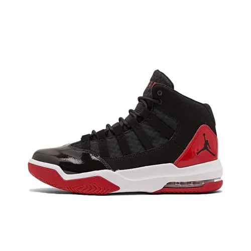 Jordan Max Aura Slip-resistant Abrasion-resistant High Top Баскетбольные кроссовки Мужские Черные Красные