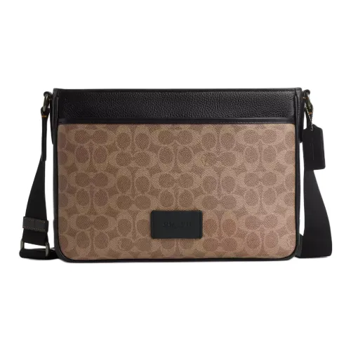 COACH Покрытие Холст Сумка через плечо Сумка на плечо Мужская Коричневый и Черный