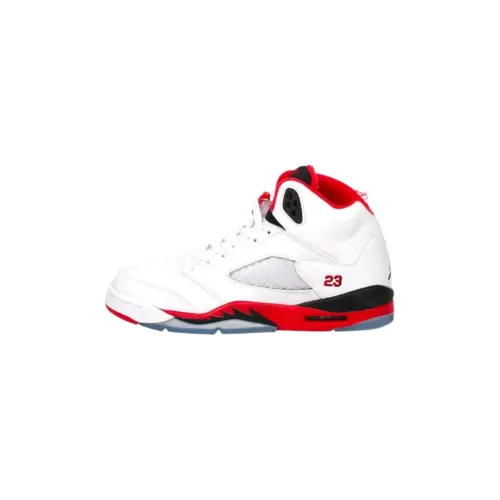 Jordan Air Джордан 5 Устойчивый к истиранию Баланс MID Детские баскетбольные кроссовки Белый Красный Детский