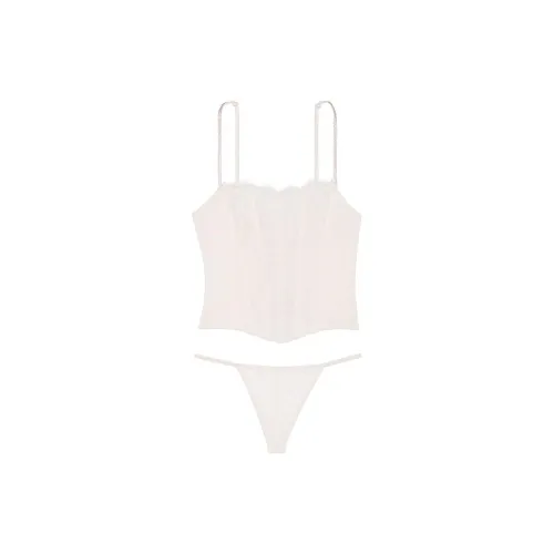 Victoria's Secret Victoria's Secret Fashion Show Series Очень Сексуальный TWINKLE Ремень Кружево Комплект Пижамы Женские Кокосовый Белый