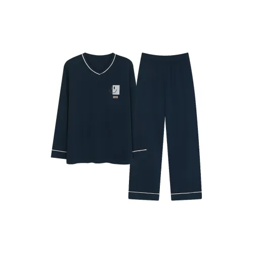 Montagut Pajama Комплект Осенний Зимний Унисекс Двухкомпонентный Комплект Темно-синий Розовый