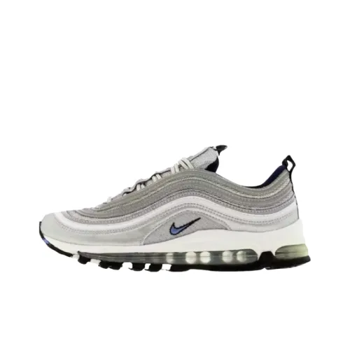 Nike Air Max 97 Устойчивые к истиранию Низкие Беговые кроссовки Унисекс Серебряные