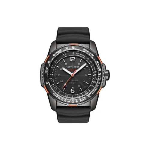 NORTH EDGE Солнечный Кварцевый Механизм Часы Мужские Черный Циферблат
