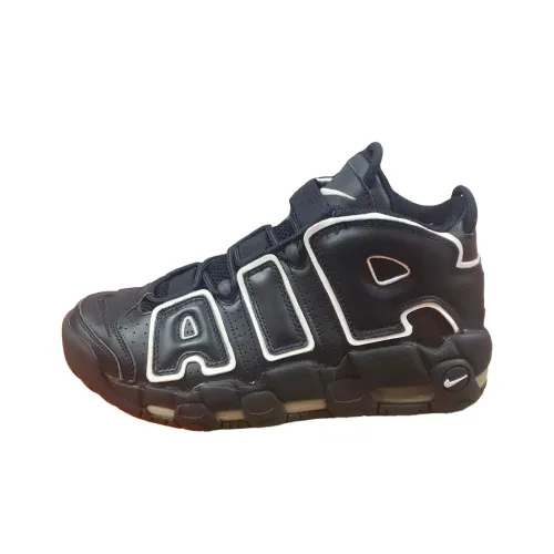 Nike Air More Uptempo Slip-Resistant Abrasion-Resistant MID Топ Винтажные Баскетбольные Кроссовки Мужские Черно-Белые