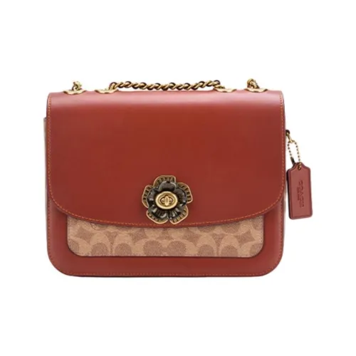 COACH Madison Коровья кожа Сумка через плечо Сумка на плечо Средняя Женская Коричневая и Желтая и Ржаво-красная