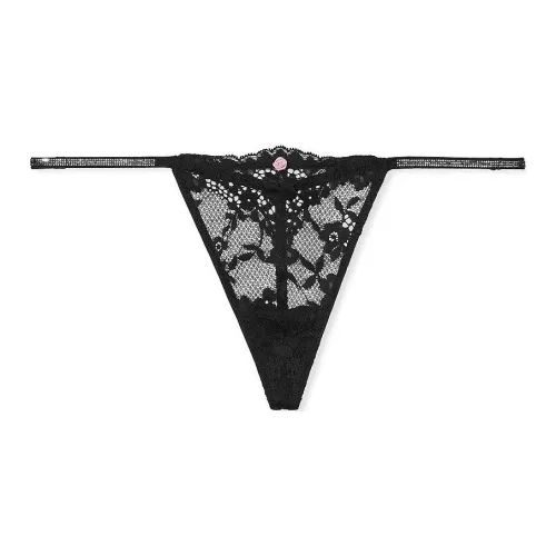 Victoria's Secret Dream Angels TWINKLE Strap Lace V STRING Panty Черные трусы женские 1 упаковка черный