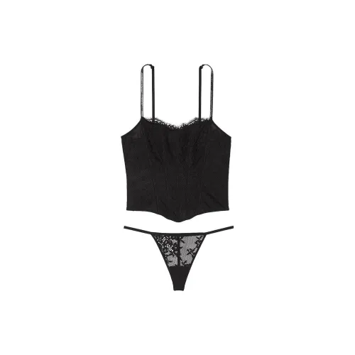 Victoria's Secret 24 BIG Show Коллекция Очень Сексуальный TWINKLE Ремень Кружево Комплект Пижамы Женские Черный
