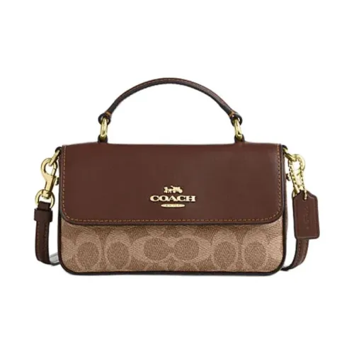 COACH Josie Искусственная кожа с коровьей кожей Сумка через плечо Мини Женская Коричнево-желтый и Коричневый