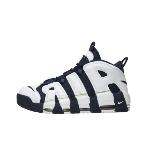 Nike Air More Uptempo Винтажные баскетбольные кроссовки MID Топ Белый/Полночь Морской синий Мужской