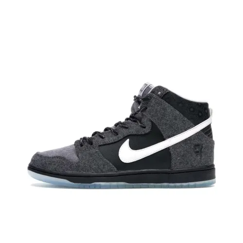 Nike SB Slip Resistant Abrasion Resistant High Top Скейтборд Кроссовки Унисекс Черный Серый